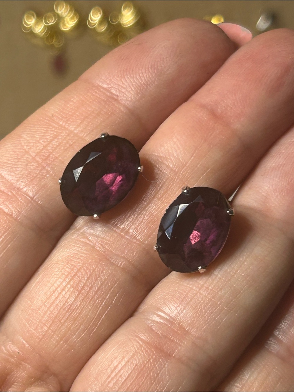 Coro stamped screw back Garnet Earrings